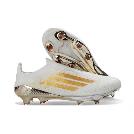 Adidas F50 + Laceless FG Neuf Blanc Or