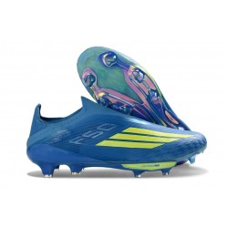 Adidas F50 + Laceless FG MESSI Equipe Bleu Royal Jaune Solaire Bleu Semi Eclatant