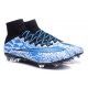 2015 Homme Chaussures Football Mercurial Superfly FG Léopard Blanc Bleu Noir