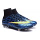 Chaussures Mercurial Superfly IV FG Nouvelle Pas Cher Léopard Bleu Noir Volt