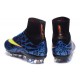 Chaussures Mercurial Superfly IV FG Nouvelle Pas Cher Léopard Bleu Noir Volt