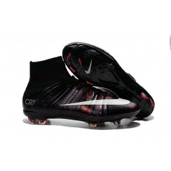 2015 Homme Chaussures Football Mercurial Superfly FG CR7 Lava Noir Rouge