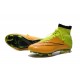 2015 Homme Chaussures Football Mercurial Superfly FG Cuir Jaune Volt Noir