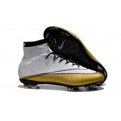 Chaussures Mercurial Superfly IV FG Nouvelle Pas Cher CR501 Blanc Or Noir