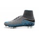 Nouvelles chaussures Nike HyperVenom Phantom II FG Football Crampons Bleu Gris Noir