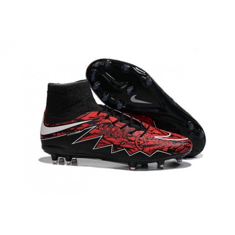 Nouvelles chaussures Nike HyperVenom Phantom II FG Football Crampons Lewandowski Blanc Rouge Noir