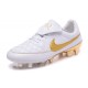 Nouvelle Chaussure de Football Nike Tiempo Legend V FG R10 Blanc Or