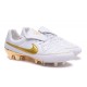 Nouvelle Chaussure de Football Nike Tiempo Legend V FG R10 Blanc Or