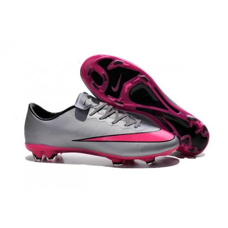 Chaussures de Football Nike Mercurial Vapor 10 FG Gris Loup Hyper Rose Noir