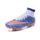 2016 Homme Chaussures Football Mercurial Superfly FG Bleu Orange Blanc