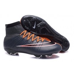 Chaussures Mercurial Superfly IV FG Nouvelle Pas Cher Noir Orange Blanc