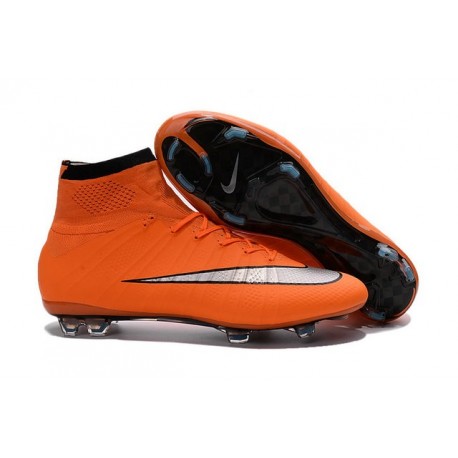 2016 Homme Chaussures Football Mercurial Superfly FG Orange Argenté Noir