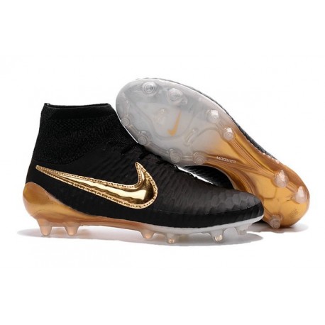 Nouvelle Homme Cramspon de Foot Nike Magista Obra FG Noir Blanc Or