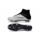 Chaussures Mercurial Superfly IV FG Nouvelle Pas Cher Blanc Noir Cuir