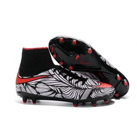 Nouvelles chaussures Nike HyperVenom Phantom II FG Football Crampons Noir Rouge Blanc