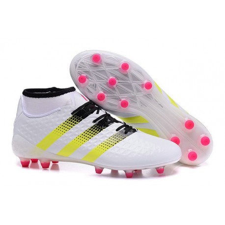 Chaussures de Football Hommes - adidas ACE 16.1 Primeknit FG/AG Rose Jaune Noir Blanc