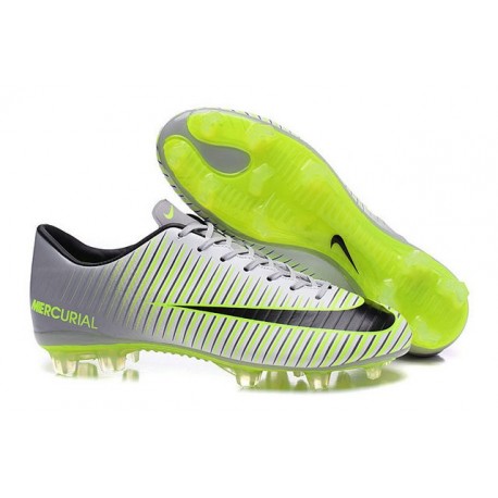 Chaussures pour hommes - Nike Mercurial Vapor 11 FG Crampons de Football Argenté Noir Vert