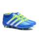 Chaussures de Football Hommes - adidas ACE 16.1 Primeknit FG/AG Bleu Vert Blanc