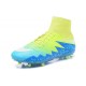 Nouvelles chaussures Nike HyperVenom Phantom II FG Football Crampons Bleu Volt Blanc