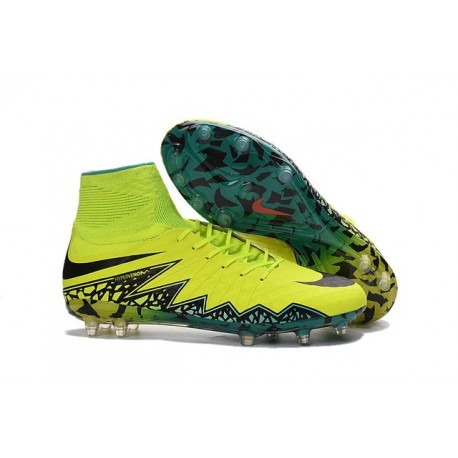 Nouvelles chaussures Nike HyperVenom Phantom II FG Football Crampons Volt Noir Hyper Turquoise