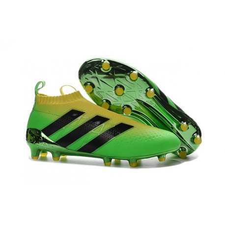 2016 Adidas Ace16+ Purecontrol FG/AG Chaussures de Football Solar Vert Jaune Noir - Jeux Olympiques Brésil