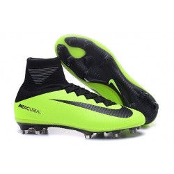 Chaussures Football Mercurial Superfly V FG 2016 Crampons pour Homme Noir Vert