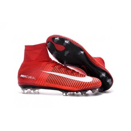 Chaussures Football Mercurial Superfly V FG 2016 Crampons pour Homme Rouge Blanc Noir