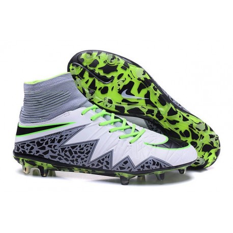 Hommes Nike HyperVenom Phantom II FG Chaussures de football ACC Blanc Vert Gris Noir