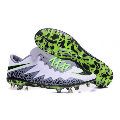 Pas Cher Crampons Nike Hypervenom Phinish II FG Blanc Vert Gris Noir