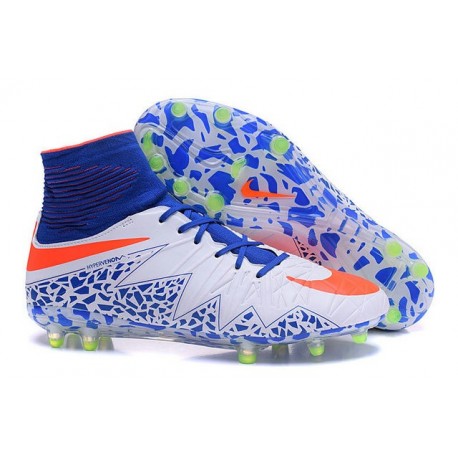 Hommes Nike HyperVenom Phantom II FG Chaussures de football ACC Bleu Blanc Orange