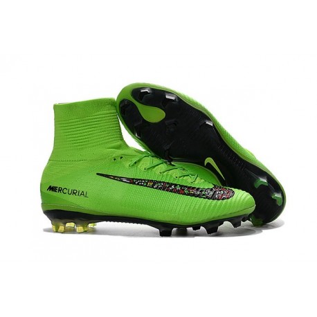 Chaussures Football Mercurial Superfly V FG 2016 Crampons pour Homme Vert Noir