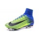 Chaussures Football Mercurial Superfly V FG 2016 Crampons pour Homme Vert Bleu Noir