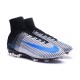 Chaussures Football Mercurial Superfly V FG 2016 Crampons pour Homme Blanc Bleu Noir