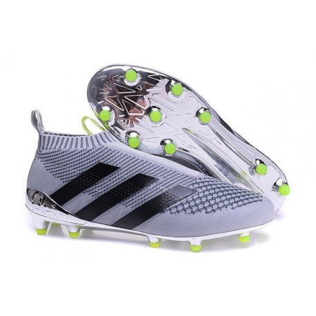 2016 Adidas Ace16+ Purecontrol FG/AG Chaussures de Football Argenté Noir