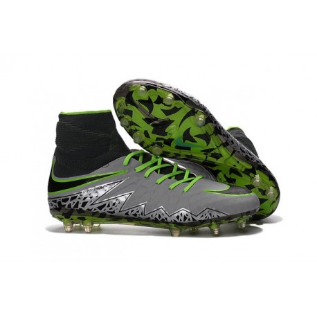 Hommes Nike HyperVenom Phantom II FG Chaussures de football ACC Platine Noir Vert