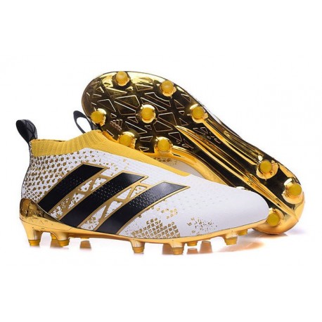 2016 Adidas Ace16+ Purecontrol FG/AG Chaussures de Football Stellar Pack Noir Blanc Or