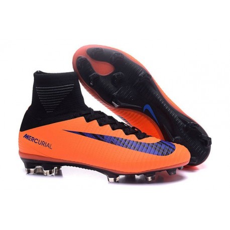 Chaussures Football Mercurial Superfly V FG 2016 Crampons pour Homme Orange Noir Violet