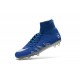 Nouvelles chaussures Nike HyperVenom Phantom II FG Football Crampons Neymar x Jordan Bleu Argenté