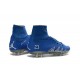 Nouvelles chaussures Nike HyperVenom Phantom II FG Football Crampons Neymar x Jordan Bleu Argenté