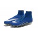 Nouvelles chaussures Nike HyperVenom Phantom II FG Football Crampons Neymar x Jordan Bleu Argenté