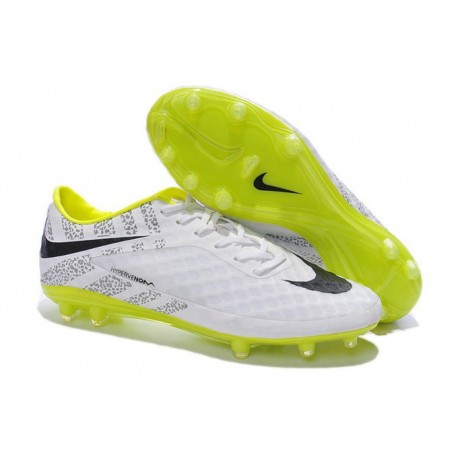 Pas Cher Crampons Nike Hypervenom Phantom FG Blanc Jaune Noir Pack de Réflexion