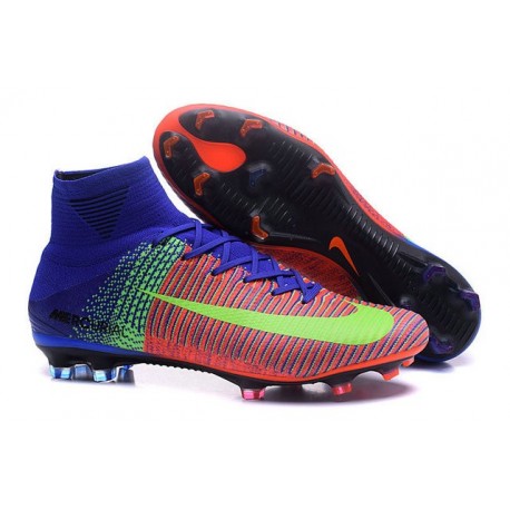 Chaussures Football Mercurial Superfly V FG 2016 Crampons pour Homme Rouge Bleu Volt