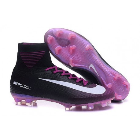 2016 Nouveau Chaussures de Football Mercurial Superfly V FG Noir Violet Blanc