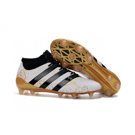 Chaussures de Football Hommes - adidas ACE 16.1 Primeknit FG/AG Noir Blanc Or