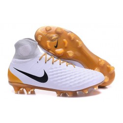 2016 Crampons foot Nike Magista Obra II FG Blanc Or