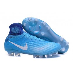 2016 Crampons foot Nike Magista Obra II FG Bleu Blanc