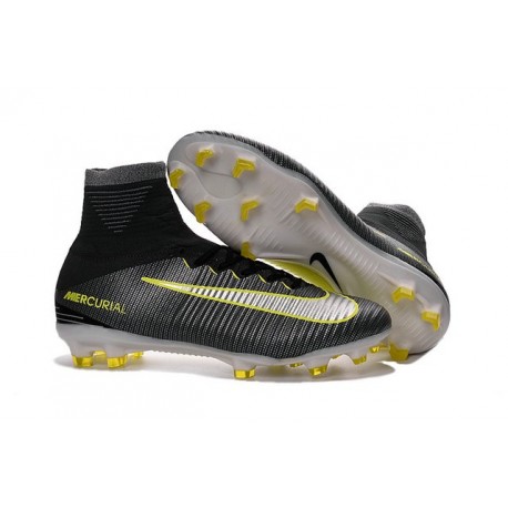 2016 Nouveau Chaussures de Football Mercurial Superfly V FG Noir Jaune