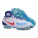 2016 Crampons foot Nike Magista Obra II FG Blanc Bleu Orange