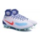 2016 Crampons foot Nike Magista Obra II FG Blanc Bleu Orange