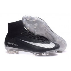 2016 Nouveau Chaussures de Football Mercurial Superfly V FG Noir Argent